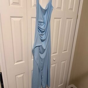 Elegant Blue Draped Women's Dress